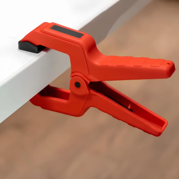 2 ADET Yaylı Kıskaç Mandal El Tip İşkence Mengene Kırmızı Klips Hobi 50 mm 2 inç - 2