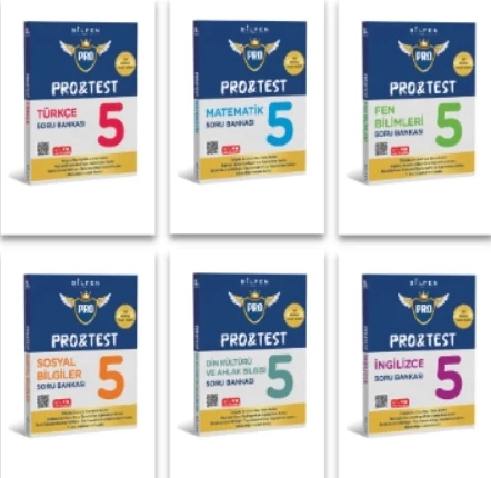 BİLFEN YAYINCILIK 5.SINIF PRO&TEST TÜRKÇE+MATEMATİK+FEN BİLİMLERİ+SOSYAL BİLGİLER+DİN KÜLTÜRÜ+İNGİLİZCE SORU BANKASI SET