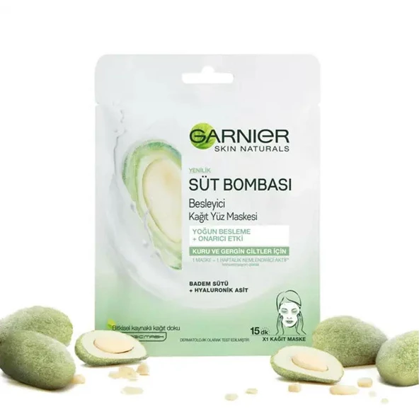 Garnier Süt Bombası Kağıt Yüz Maskesi Badem Sütü - 2