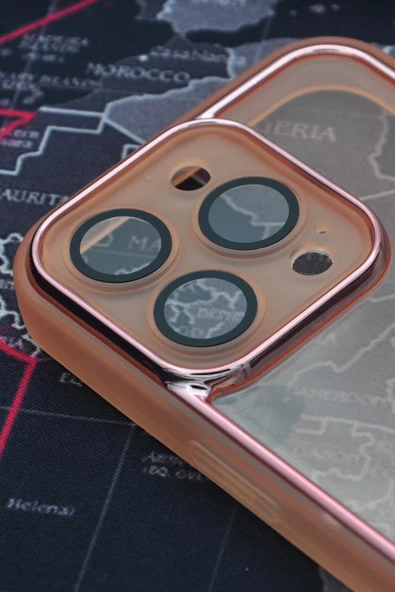 iPhone 13 Pro Max Uyumlu Pembe Kenarlı Renkli Yarı Şeffaf Kapak Kılıf Kamera Lens Korumalı - Resim 2