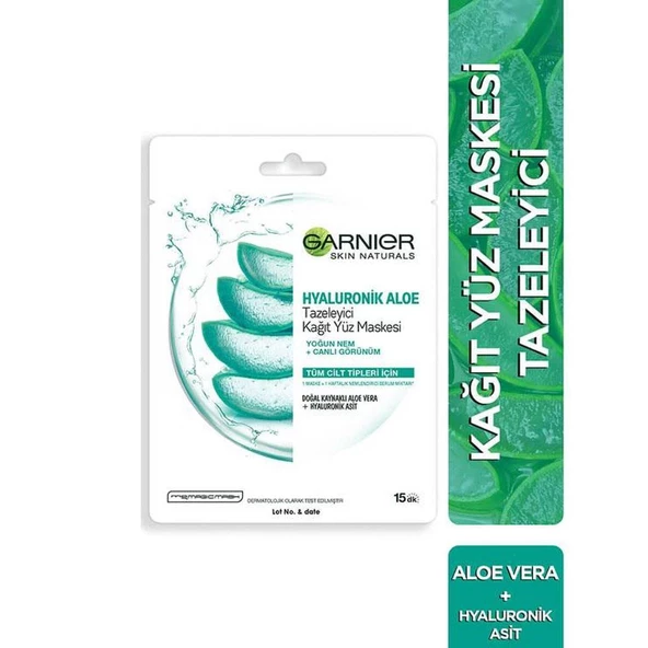 Garnier Hyaluronik Aloe Temizleyici Kağıt Yüz Maskesi