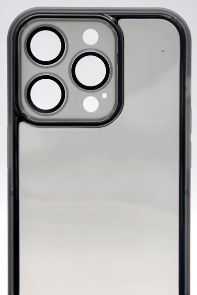 iPhone 12 Pro Max Uyumlu Siyah Kenarlı Renkli Yarı Şeffaf Kapak Kılıf Kamera Lens Korumalı - Resim 6