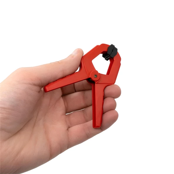 2 ADET Yaylı Kıskaç Mandal El Tip İşkence Mengene Kırmızı Klips Hobi 38 mm - 3