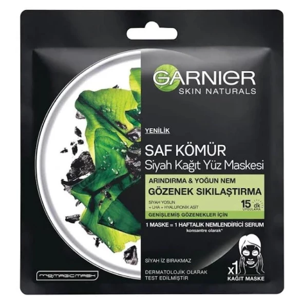 Garnier Saf Kömür Gözenek Sıkılaştırıcı Siyah Kağıt Yüz Maskesi