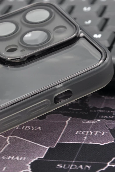 iPhone 12 Pro Uyumlu Siyah Kenarlı Renkli Yarı Şeffaf Kapak Kılıf Kamera Lens Korumalı - Resim 3