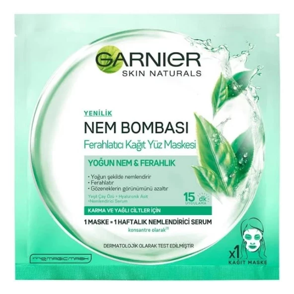 Garnier Nem Bombası Ferahlatıcı Kağıt Maskesi