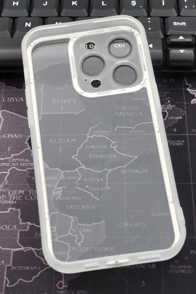 iPhone 12 Pro Uyumlu Gri Kenarlı Renkli Yarı Şeffaf Kapak Kılıf Kamera Lens Korumalı - Resim 5