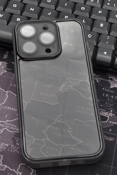 iPhone 14 Pro Max Uyumlu Siyah Kenarlı Renkli Yarı Şeffaf Kapak Kılıf Kamera Lens Korumalı ürün görseli