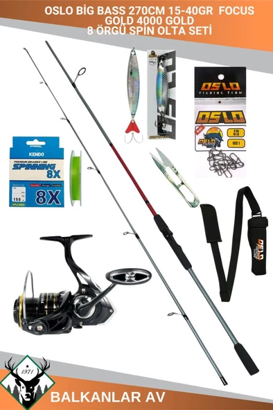 Oslo Big Bass 270cm 15-40gr Focus 4000 RED 8 Örgü Spin Olta Seti ürün görseli