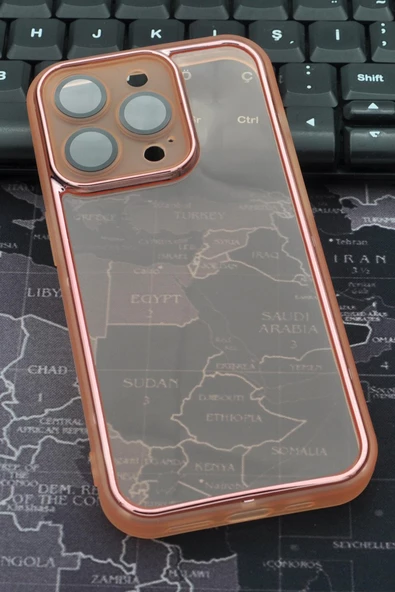 iPhone 13 Pro Uyumlu Pembe Kenarlı Renkli Yarı Şeffaf Kapak Kılıf Kamera Lens Korumalı ürün görseli