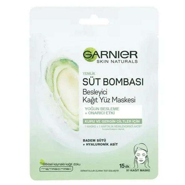 Garnier Süt Bombası Kağıt Yüz Maskesi Badem Sütü