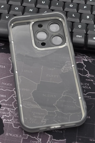 iPhone 14 Pro Uyumlu Siyah Kenarlı Renkli Yarı Şeffaf Kapak Kılıf Kamera Lens Korumalı - Resim 5