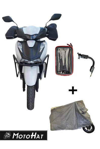 Motohat Honda Sh 125 Uyumlu Koruma Demiri( Ön Arka) Su Geçirmez Telefon Tutucu Ve Branda Hediyeli
