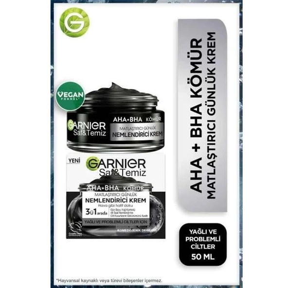 Garnier Saf ve Temiz Aha Bha Kömür Nemlendirici Krem 50ml - 2