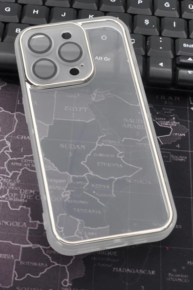 iPhone 12 Pro Max Uyumlu Gri Kenarlı Renkli Yarı Şeffaf Kapak Kılıf Kamera Lens Korumalı ürün görseli