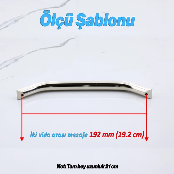 Şahin Metal İnox Kulp 192 mm Mobilya Çekmece Mutfak Dolabı Dolap Kapak Kulpları Kulb Kulpu 19.2 cm - Resim 2