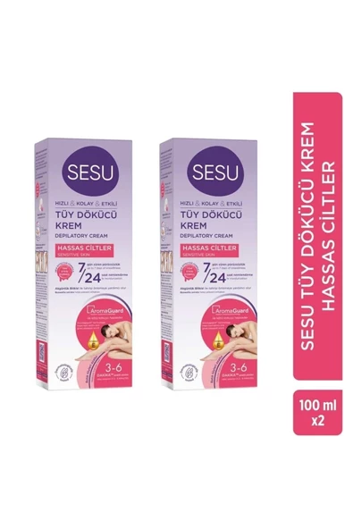 Sesu Tüy Dökücü Krem Hassas Ciltler 100 ml X 2 Adet