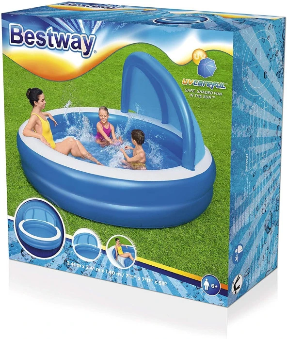 SU Pompalı-Bestway 54337 Gölgelikli, Minderli Aile KEYİF Havuzu - 7