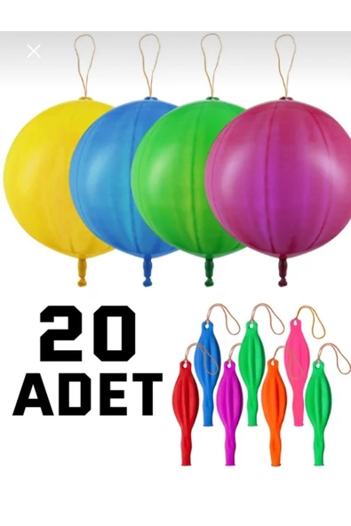 sally baby 20 adet Lastikli zıpzıp Balon ,ipli panç punch büyük balon