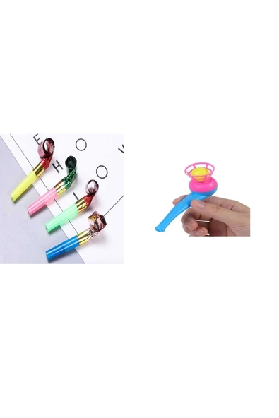 Fresh 1 ADET top üfleme oyunu ve 1 ADET uzayan parti düdüğü eğlence parti çocuk