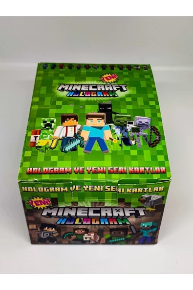 paraply Minecraft Full kutu 24 mini kutu Hologramlı Minecraft karakterli kartlar - 4