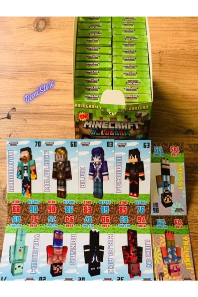 Demi Store Mınecraft 8+2 hologramlı Oyun Kartları 24 paket KUTULU - 3