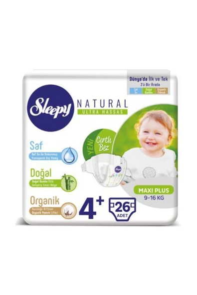 Sleepy Natural Bebek Bezi 4+ Numara Maxi Plus 26 Adet