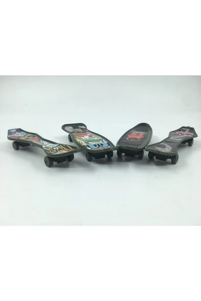 Ermap Skateboard Parmak Kaykay 4lü Baskılı Set Siyah Plastik Tek Ebat - 2
