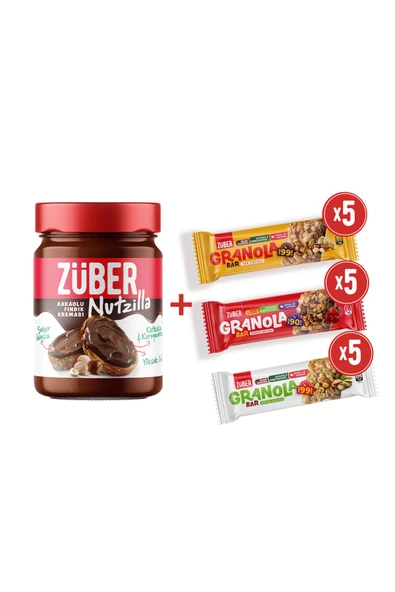 Züber Nutzilla Fındık Kreması Kakaolu + Granola Bar Deneme Paketi