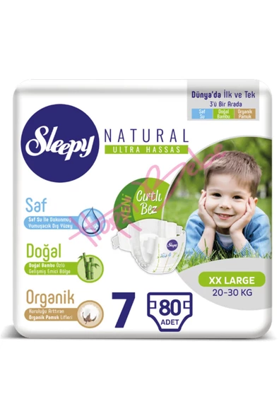 Sleepy Natural Bebek Bezi 7 Numara 20-30 Kg (5*16) 80 Adet