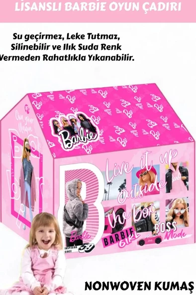 DZC KUZENLER AVM BARBİE KIZ Çocuk EV OYUN Çadırı kamp EVİ - 4