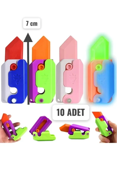 MyClean Gravity Knife (STRES BIÇAĞI) Havuç Bıçak Kıpır Bıçak Oyuncak/renkli 10 Adet