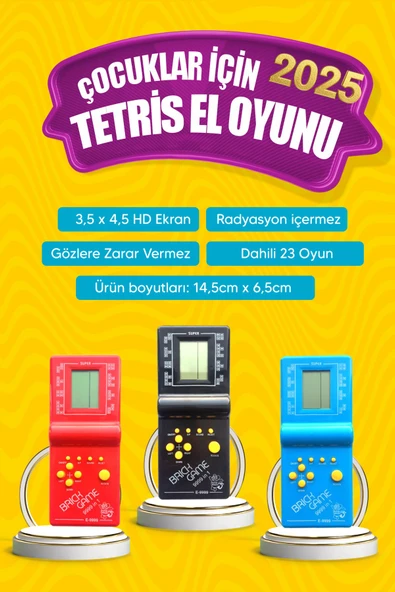 CAN OYUNCAK Pilli Tetris Gameboy Nostalji Mavi Oyuncak