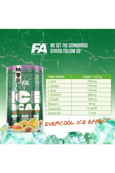 FA Nutrition Ice Bcaa 60 servis Citrus & Peach Aroması - 2