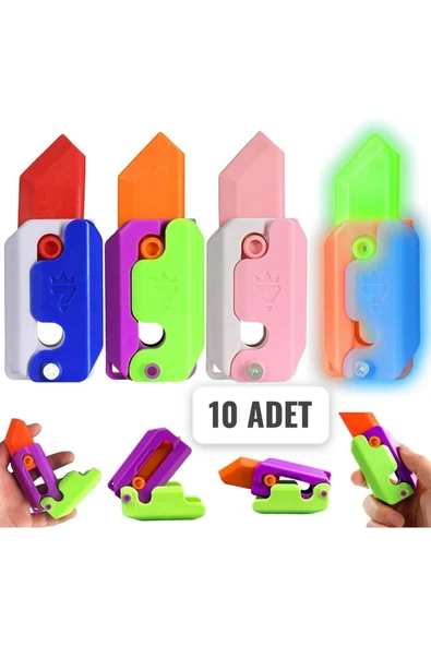 MyClean Gravity Knife (STRES BIÇAĞI) Havuç Bıçak Kıpır Bıçak Oyuncak/renkli 10 Adet - 2