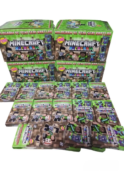 NEWBRENDHOME MineCraft 1 Minik Kutu (8+2:10 Adet) Hologramlı Yeni Seri Oyuncu Kartları Minecraft Karakterleri