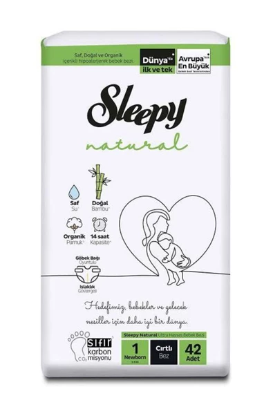 Sleepy Natural Bebek Bezi 1 Beden 42 Adet 2-5kg