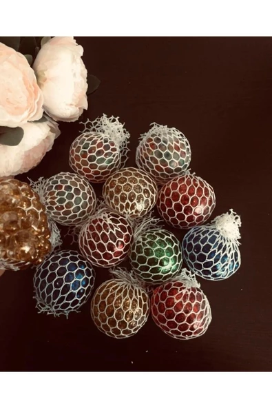 Happystore Ithal Model Içi Simli El Hareket Stres Oyuncağı Sıkma Topu Jel Beyin Stres Oyuncağı Slime Topu