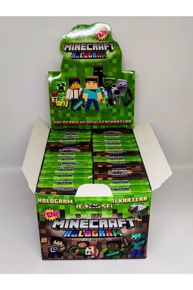 paraply Minecraft Full kutu 24 mini kutu Hologramlı Minecraft karakterli kartlar