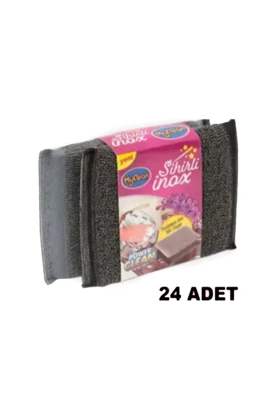 MyClean 2li 24 Çift power Master Inox Paslanmaz Çelik Işlemeli Magic Force Bulaşık Süngeri - 3