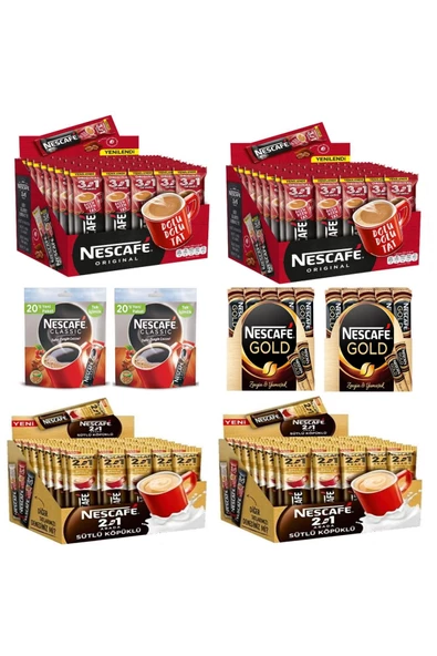 Nescafe Üçü Bir Arada 48'li 2 Paket Sütlü Köpüklü 2 Paket Stick Kahve 20'li 4 Paket