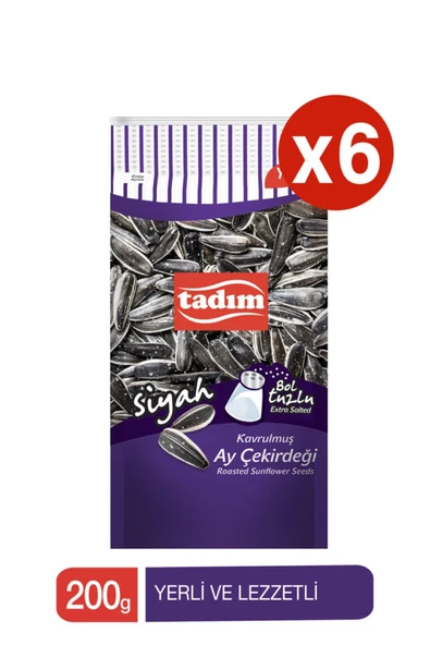 Tadım TADIM SİYAH BOL TUZLU AY ÇEKİRDEĞİ 200GR X 6 ADET