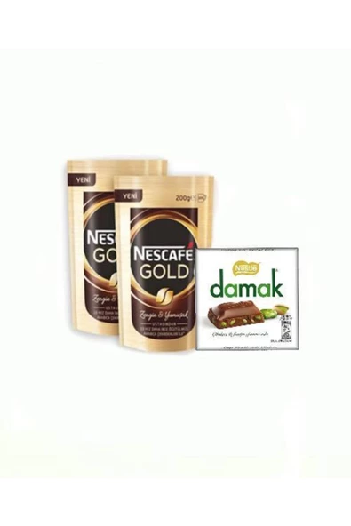 Nescafe Gold 200 gr 2 Adet Alana Damak Kare Antep Fıstıklı Çikolata