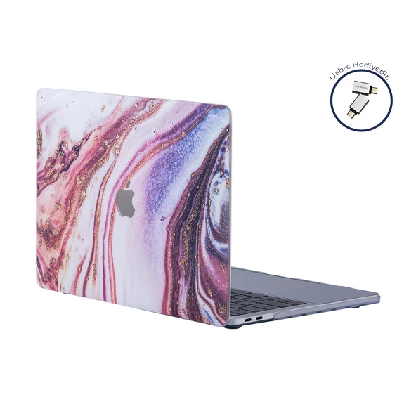 Macbook Air M1 Kılıf 13 inç Mermer Glitter (TouchID'li M1 Air) A1932 A2179 A2337 ile Uyumlu - 3