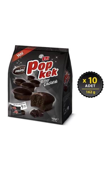 Eti Popkek Mini Bitter Çikolatalı Kek 162 g x 10 Adet