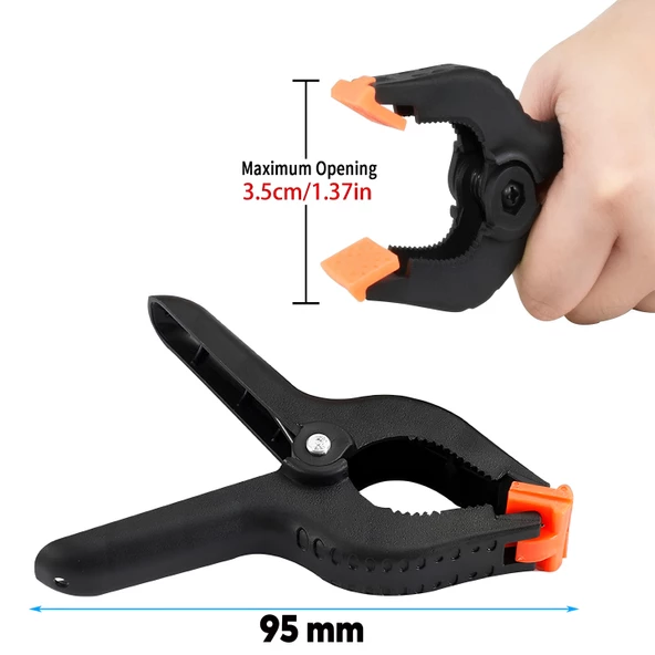 4 ADET Yaylı Kıskaç Mandal El Tip İşkence Mengene Siyah Klips Hobi 35 mm - 2