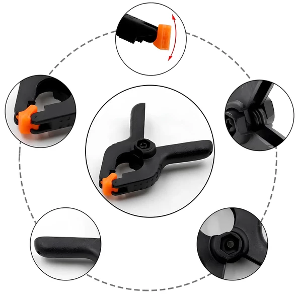 4 ADET Yaylı Kıskaç Mandal El Tip İşkence Mengene Siyah Klips Hobi 35 mm - 5