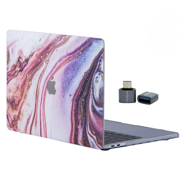 Macbook Air M1 Kılıf 13 inç Mermer Glitter (TouchID'li M1 Air) A1932 A2179 A2337 ile Uyumlu ürün görseli