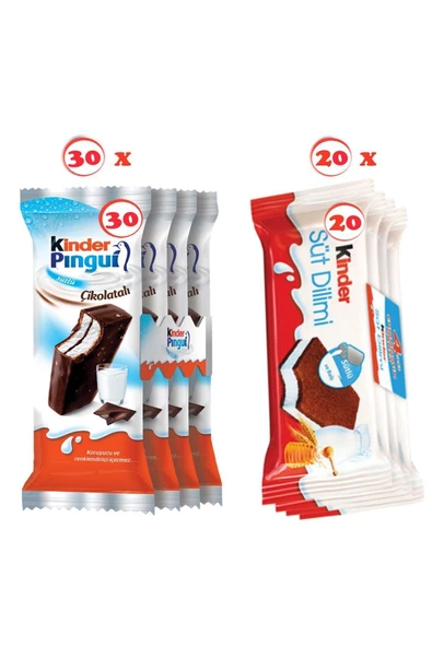 Kinder Süt Dilimi 20 Adet Çikolata Kaplı Pingui 30 Adet