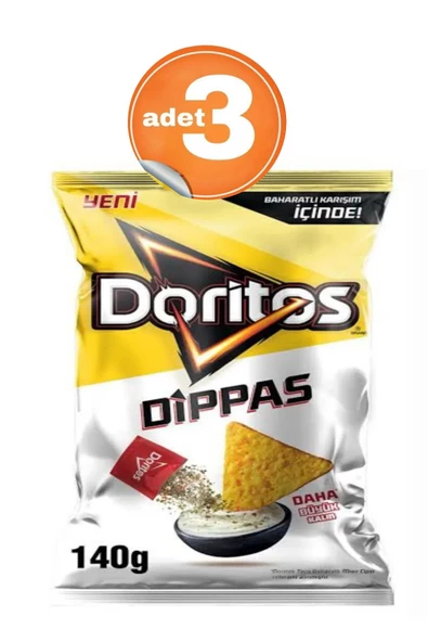 DORİTOS doritos dippas mısır cipsi yeni lezzet 140gr 3 adet